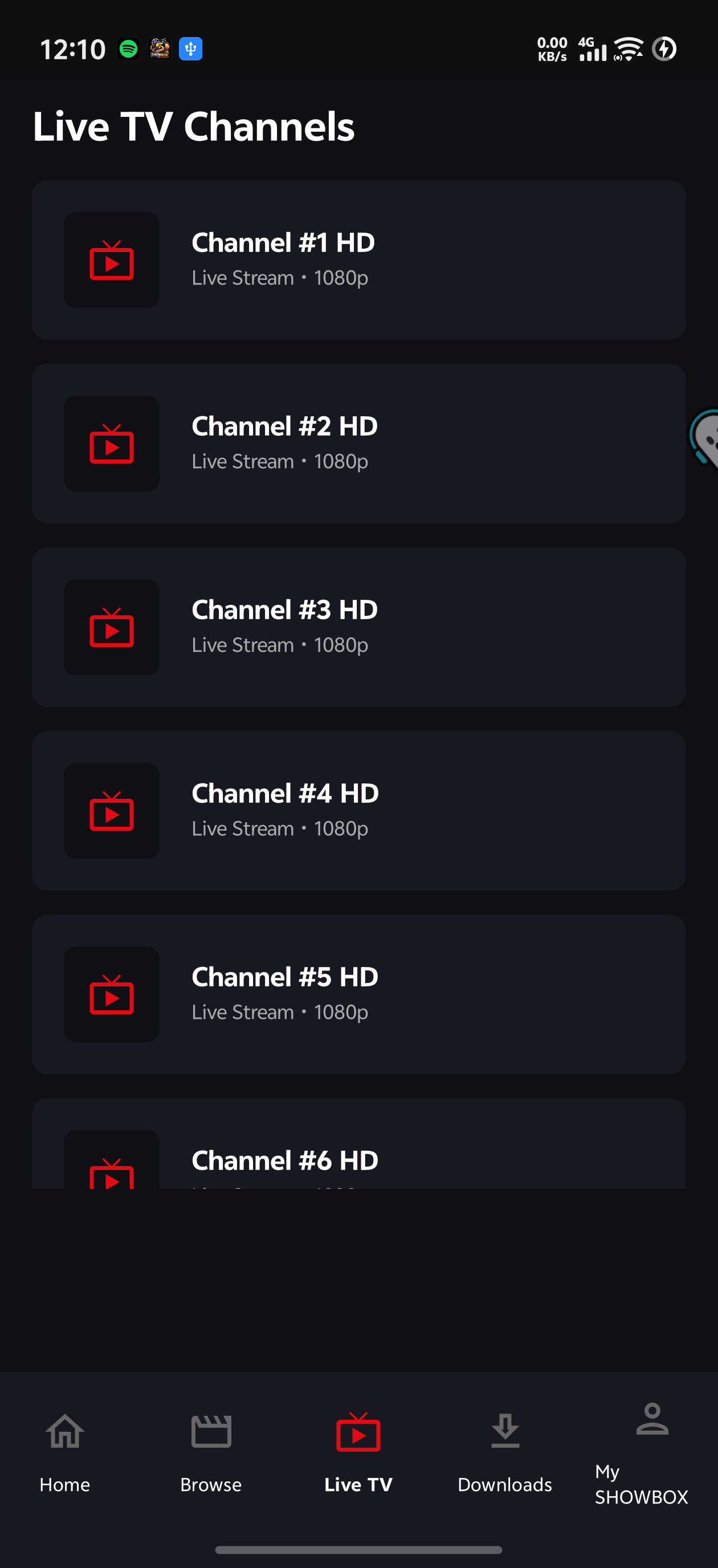 SHOWBOX Player Screen